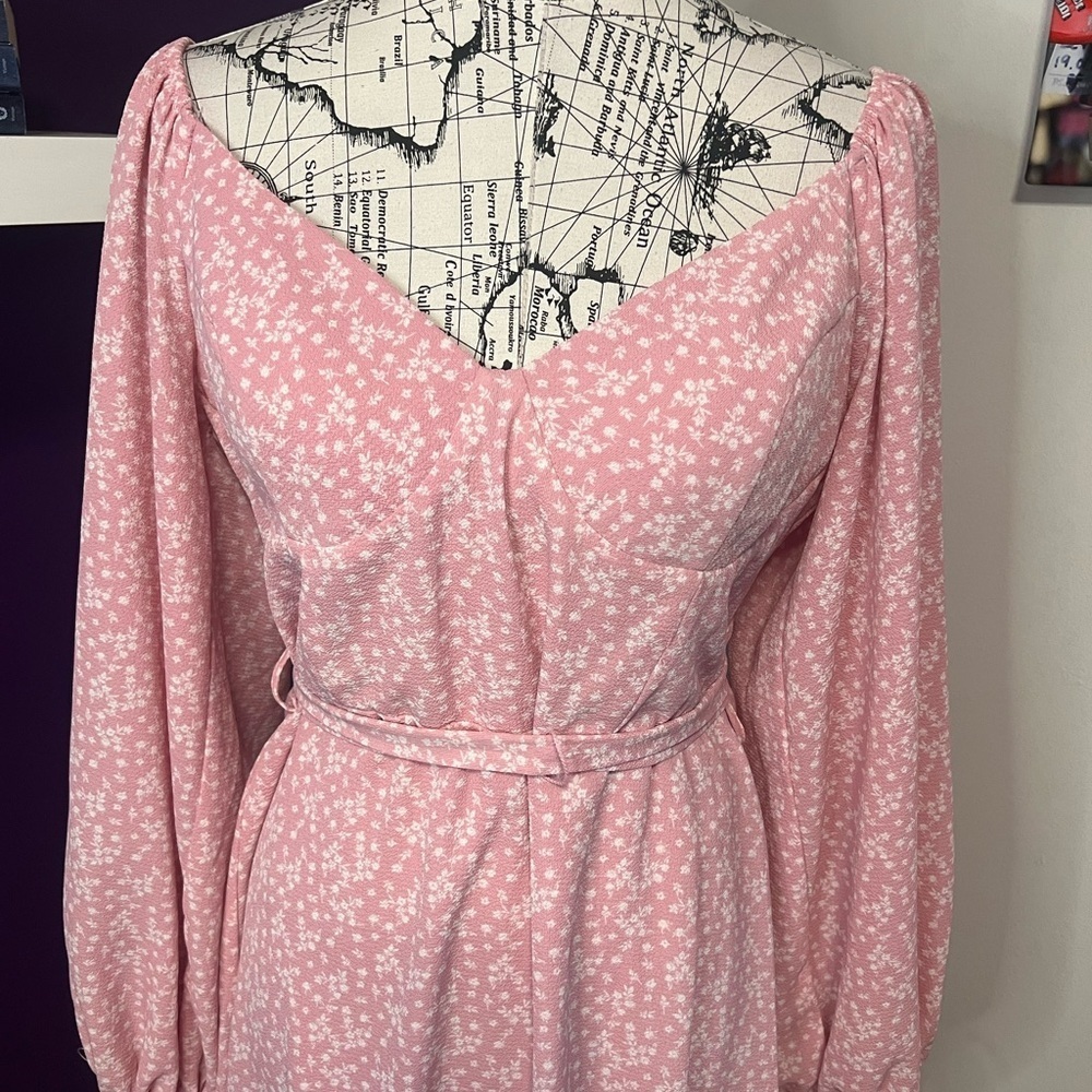 B. Darlin Long Sleeve Pink and White Dress - Picture 2 of 8